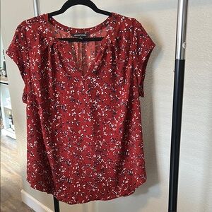 41 Hawthorn Red Flutter Sleeve Floral Blouse
